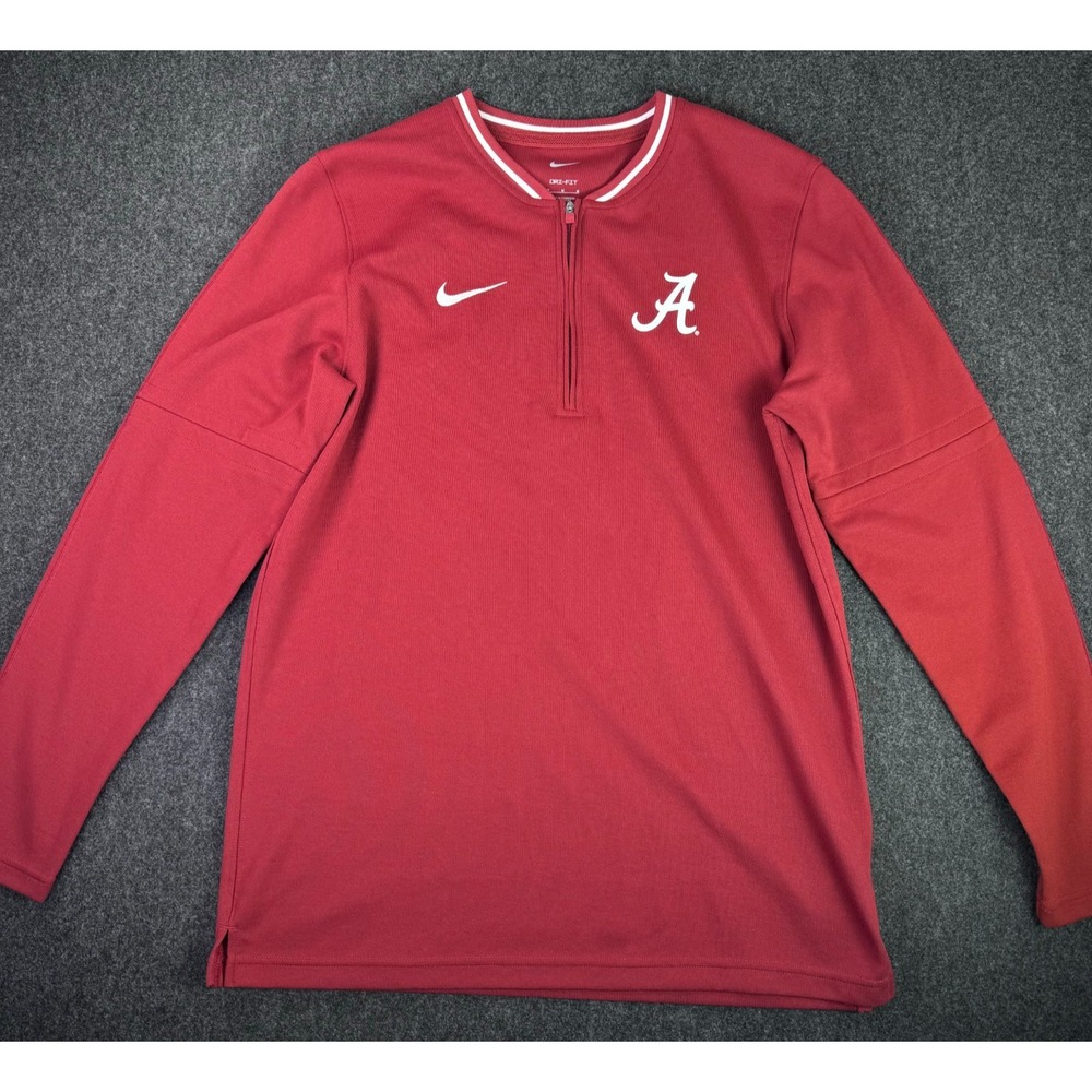 Nike Dri Fit Oklahoma Sooners Mens Medium Pullover Red 1/4 Zip Long Sleeve Shirt